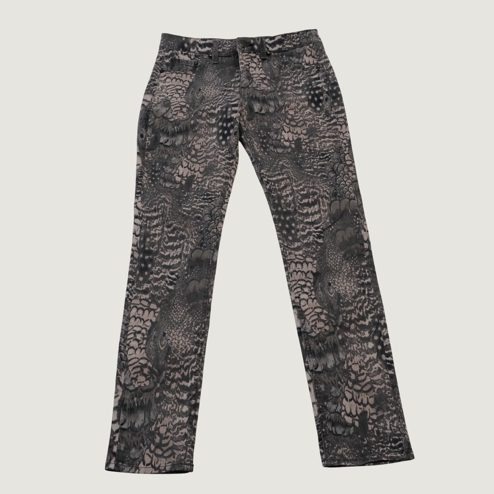 Rag & Bone Legging Womens Grey Feather Print Slim Fit Denim Jeans 27 Skinny
